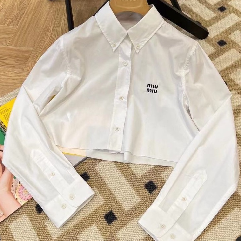 Miu miu crop poplin shirt